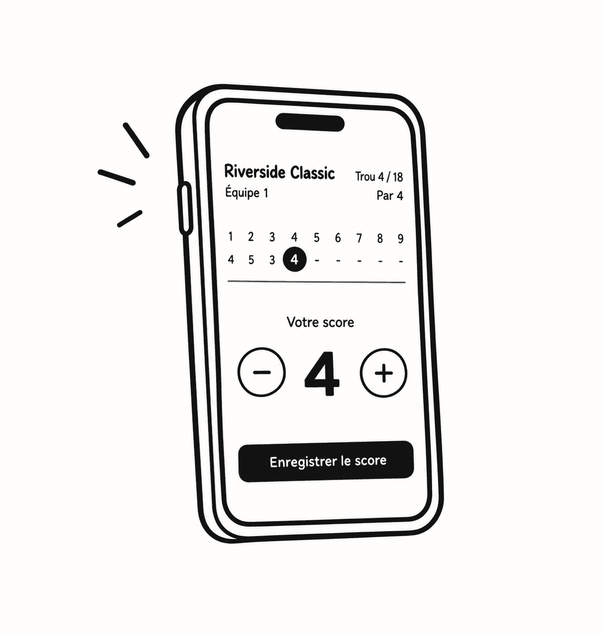 Téléphone affichant une carte de pointage GolfKong